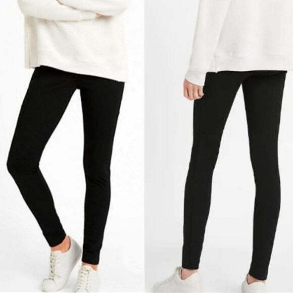 Banana Republic Ponte Legging Black Pants Women's 8 Stretch Zip Up - Picture 1 of 15